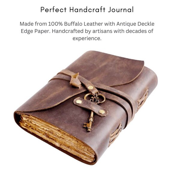 Antique Handmade Leather Men And Women Diary & Owl Keying Holder Pack1 ComboPack - Picture 2 of 11